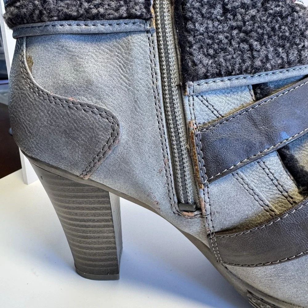 Mustang Womens Boots EU 41 US 10 Block Heel Ankle Zip‎